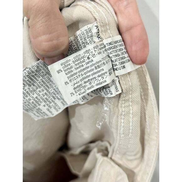 NWT Zara High Waisted Patch Pocket Denim Wide Leg Ankle Jeans Cream Women's 12 - Picture 6 of 6